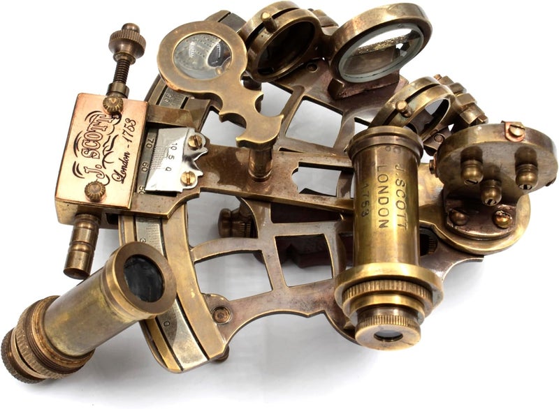 OCEAN REPLICAS J. Scott London Brass Sextant – Vintage Solid Antique Nautical Maritime Navigation Instrument with Hardwood Display Box – Functional Ship History Decor & Gift - Image 3